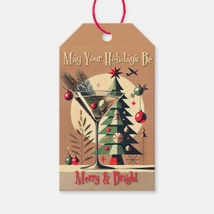 Etiquetas Para Regalos Retro Martini de árbol de Navidad de los 50 Jet Se