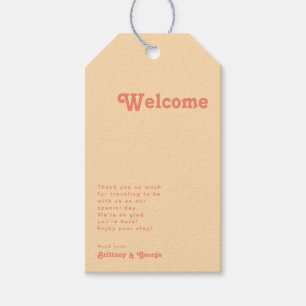 Etiquetas Para Regalos Retro moderno Bienvenida del Boda Cream Naranja