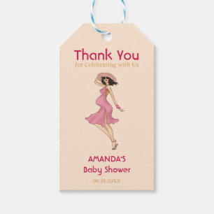 Etiquetas Para Regalos Retro Mom Brunette Baby Shower