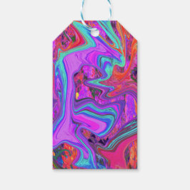 Etiquetas Para Regalos Retro morado, azul y Naranja Resumen de arte líqui