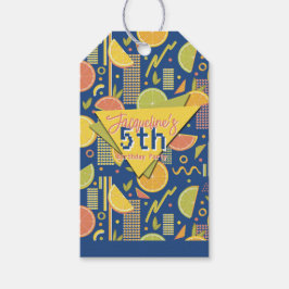 Etiquetas Para Regalos Retro Navy Blue Summer Citrus Fruit Birthday
