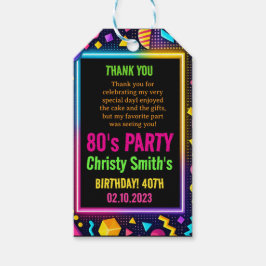 Etiquetas Para Regalos Retro Neon 80s Birthday Adult Party