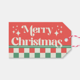 Etiquetas Para Regalos Retro Pink and Green Christmas Check