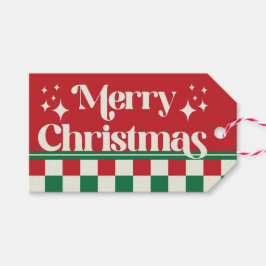 Etiquetas Para Regalos Retro Red and Green Christmas Checkerboard