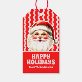 Etiquetas Para Regalos Retro Rojo Santa Claus Navidades de Ric Rac Rojo