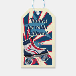 Etiquetas Para Regalos Retro Roller Skate Party Blue & Red 70's 