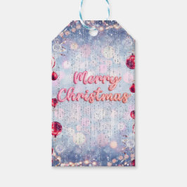 Etiquetas Para Regalos Retro Rosa y Plata Feliz Navidad