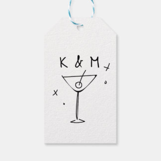 Etiquetas Para Regalos Retro Whimsical Martini Hand Drawn Custom Initials