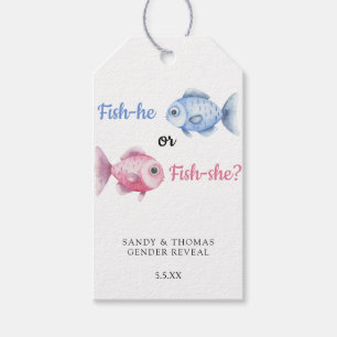 Etiquetas Para Regalos Revelación de género de acuarela de pesca