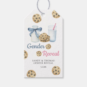 Etiquetas Para Regalos Revelación de género de galletas y leche con acuar