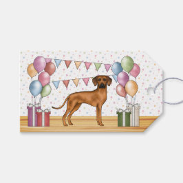 Etiquetas Para Regalos Rhodesian Ridgeback Cumpleaños Feliz Pastel Colori