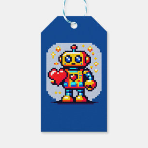 Etiquetas Para Regalos Robot con corazón - Diseño de ciencia ficción de a