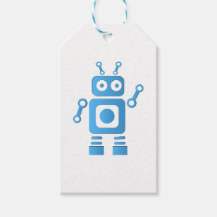 Etiquetas Para Regalos Robot retro azul