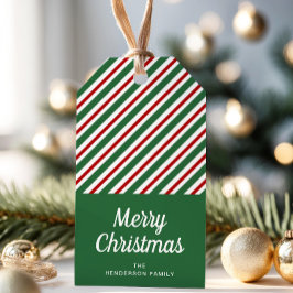 Etiquetas Para Regalos Rojo Festivo Y Verde Rayas Navidad