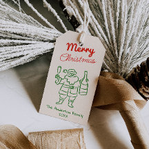 Rojo Retro Verde Santa Claus Navidad Dibujado a Ma