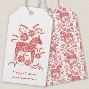 Etiquetas Para Regalos Rojo sueco de caballo de Dala