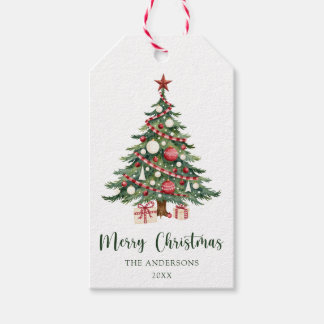 Etiquetas Para Regalos Rojo Verde Árbol de Navidad Chic Feliz Navidad