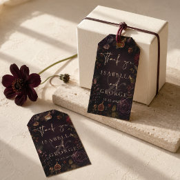 Etiquetas Para Regalos Romance Enraizado Oscuro Botánico de Boda