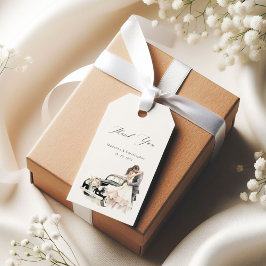 Etiquetas Para Regalos Romantic Couple Vintage Car Wedding Thank You