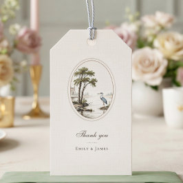 Etiquetas Para Regalos Romantic French Heron Oval Frame Wedding Gift Tag