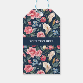 Etiquetas Para Regalos Romantic Navy Blue Floral Garden Pattern
