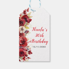 Etiquetas Para Regalos Romantic Red Roses Floral Birthday Party