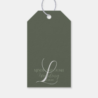 Etiquetas Para Regalos Romántica Letra Cursiva Verde Sage Boda Inicial  