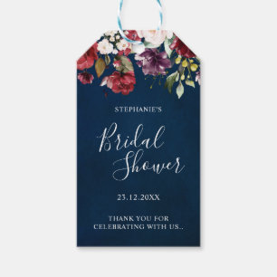 Etiquetas Para Regalos Romántico acuarela burgundy rojo naval rosa floral