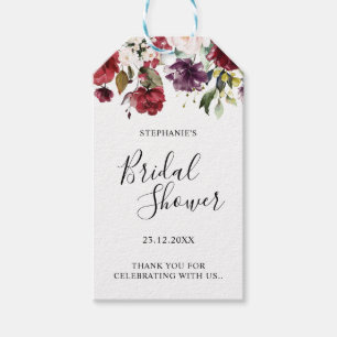Etiquetas Para Regalos Romántico acuarela rojo burdeos rosa floral
