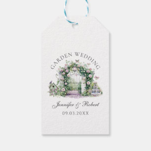 Etiquetas Para Regalos Romántico jardín Boda Floral Arco Fuente