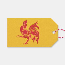Etiquetas Para Regalos Rooster Rojo (Bandera de Valonia)