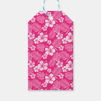 ETIQUETAS PARA REGALOS ROPA CALIENTE CON FLORES DE HIBISCO BLANCO TROPICA
