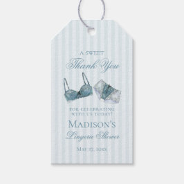 Etiquetas Para Regalos Ropa Interior Azul para la Ducha de la Novia Regal