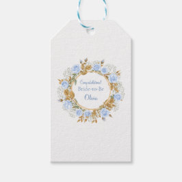 Etiquetas Para Regalos Rosa Azul Besada por Oro Nupcial