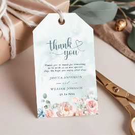 Etiquetas Para Regalos Rosa Azul Moderna y Tendenciosa Tarjeta de Agradec