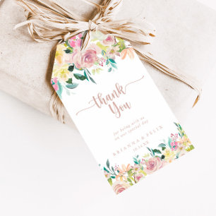 Etiquetas Para Regalos Rosa Boda floral Gold Spring Gracias