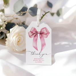 Etiquetas Para Regalos Rosa Bow Girly Bridal Shower gracias