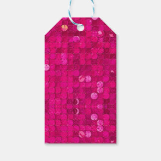 Etiquetas Para Regalos Rosa Brillante con Lentejuelas
