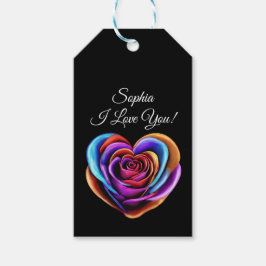 Etiquetas Para Regalos Rosa colorido en forma de corazón-