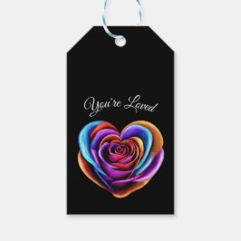 Etiquetas Para Regalos Rosa con forma de corazón colorido-