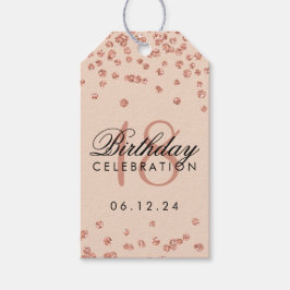 Etiquetas Para Regalos rosa de cumpleaños 18 Purpurina de Burlas de Oro C