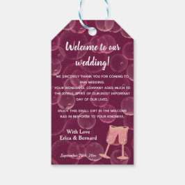 Etiquetas Para Regalos Rosa de gafas de champagne con mensaje de agradeci