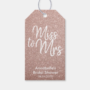 Etiquetas Para Regalos Rosa de hoy Purpurina de oro Miss a la Sra. Bridal