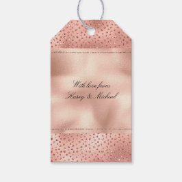 Etiquetas Para Regalos Rosa de puntos Purpurinas de Glam Rosa