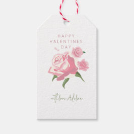 Etiquetas Para Regalos Rosa Flor de Acuarela Rosa Día de San Valentín
