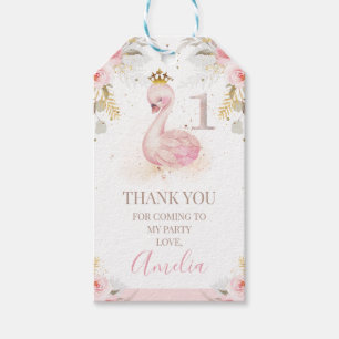 Etiquetas Para Regalos Rosa floral rosa Princess Swan 1er cumpleaños