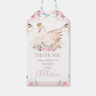 Etiquetas Para Regalos Rosa floral rosada Princess Swan Birthday Gift Tag