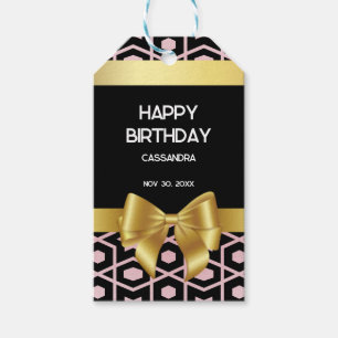 Etiquetas Para Regalos Rosa Gold Egypt Geometric Gold Bow Happy Birday