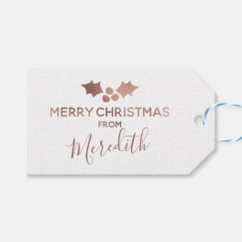 Etiquetas Para Regalos Rosa Gold Holly White Merry Christmas from Name