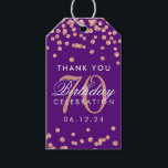 Etiquetas Para Regalos Rosa Gold Purple 70th Birthday Gracias Confetti<br><div class="desc">"Gracias" etiqueta de regalo / favoritismo - Elegante plantilla de Rosa de oro de 70 años Purpurina Confetti Purple.</div>